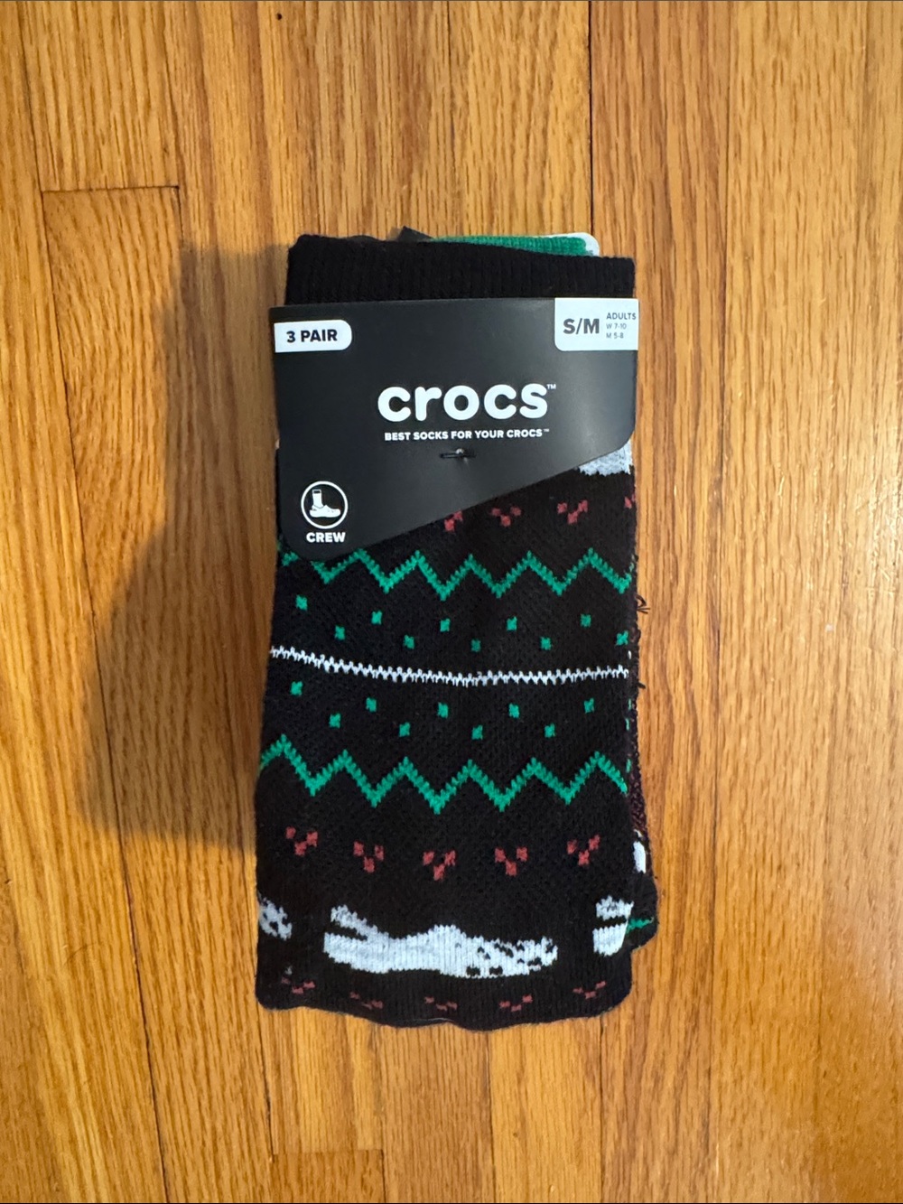 CROCS Christmas Socks 3 Pairs Adult S/M (W 7-10, M 5-8h